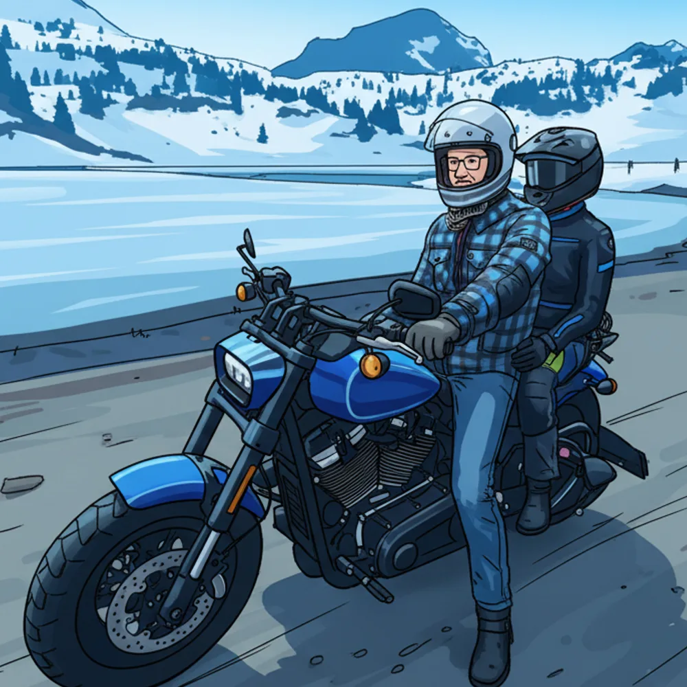 Bild von Mitarbeiter Ralf auf seinem Motorrag